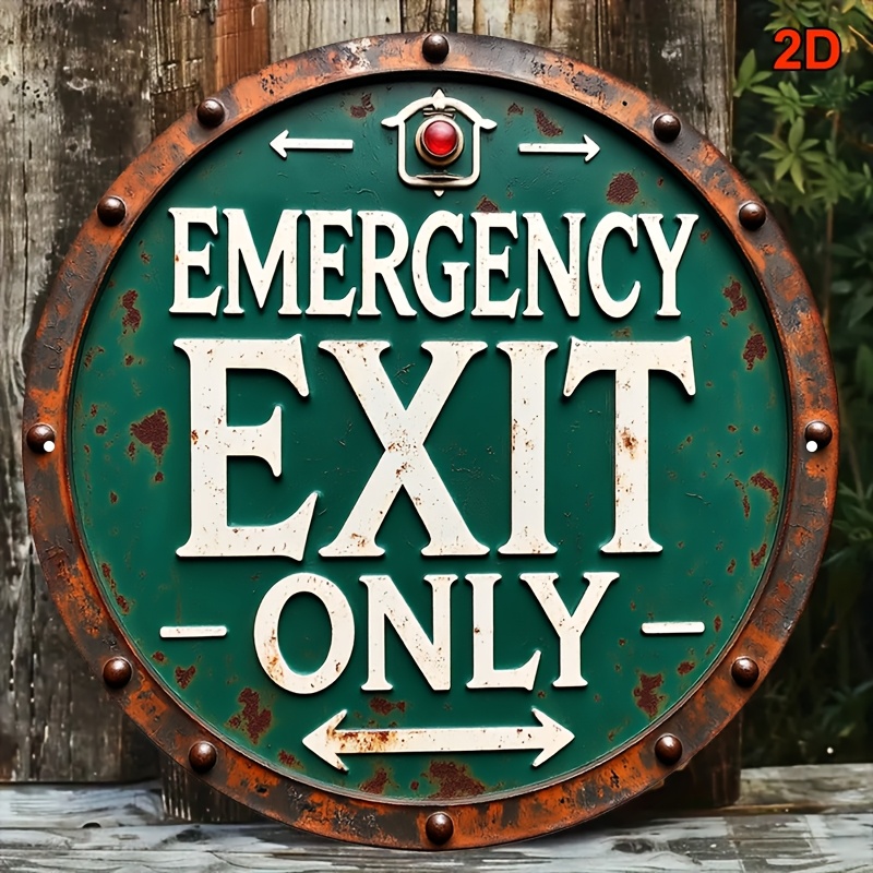 Emergency Exit Sign - 2D Industrial Retro Metal Emergency Exit