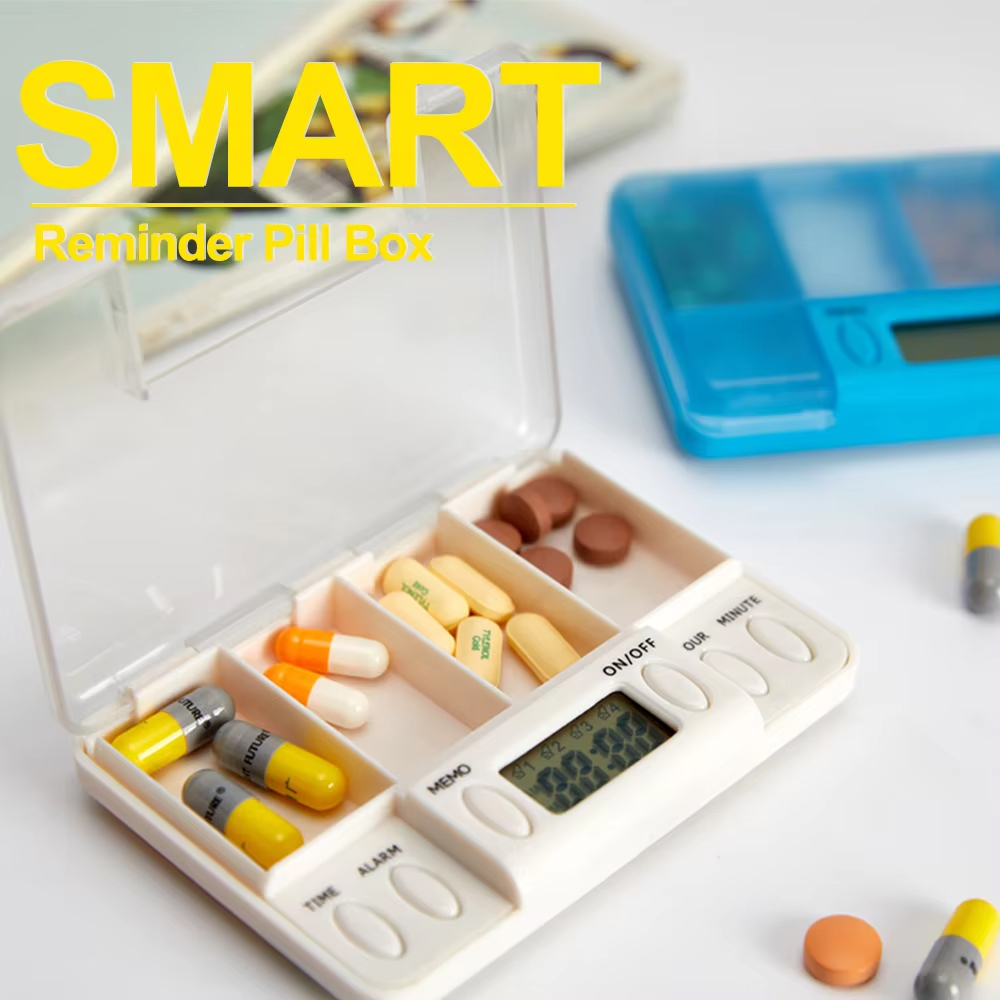 Medicine Cabinet Lock - 4 Grids Intelligent Reminder Pill Box