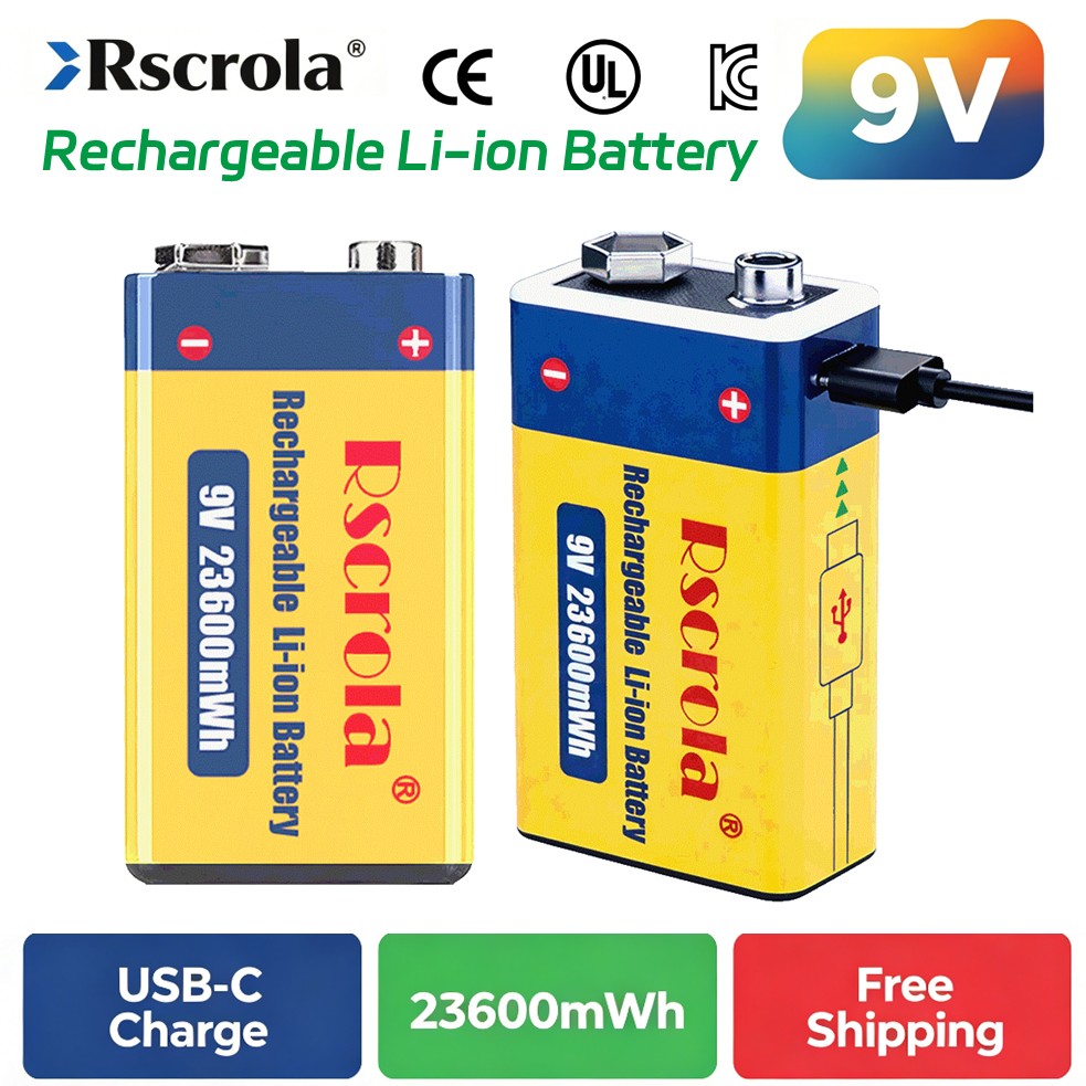 Smoke Detector Interconnected - Rechargeable 9V Battery, 23600mWh Large Capacity
