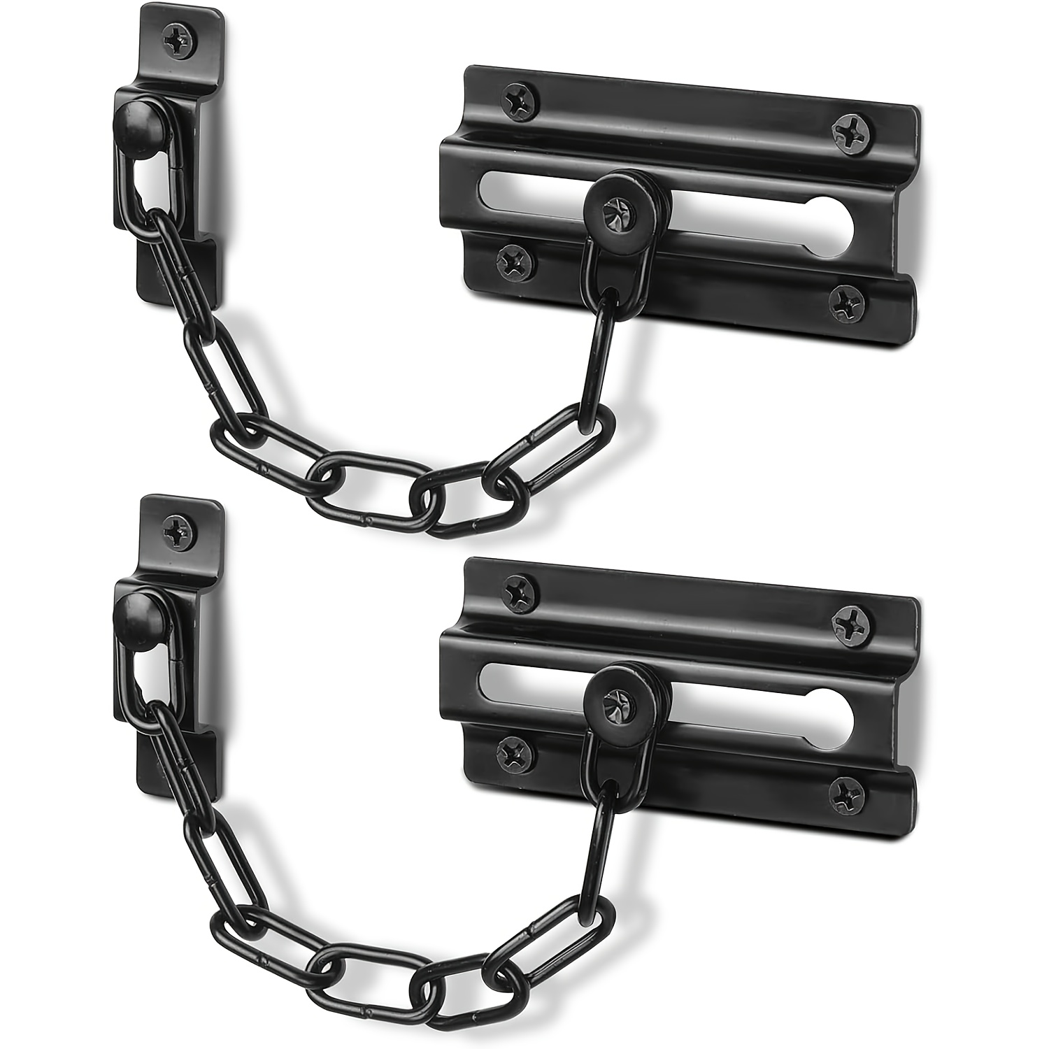 Security Chain Door - 2 Pack Door Chain Lock Black,