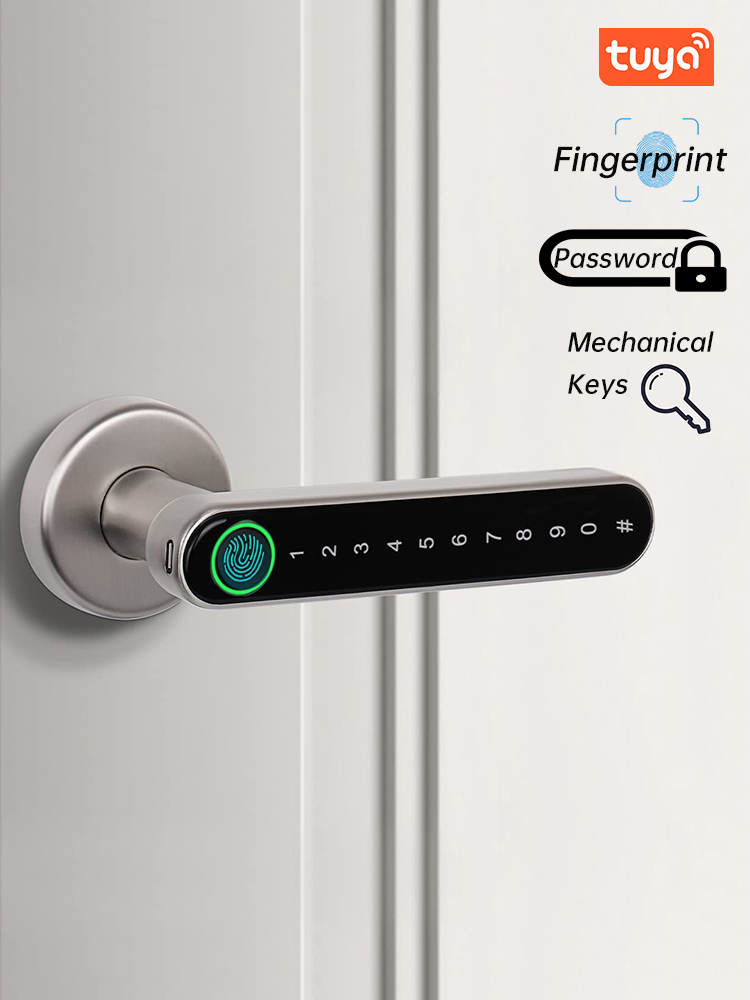 Security Chain Door - KAK Smart Fingerprint Door Lock Black