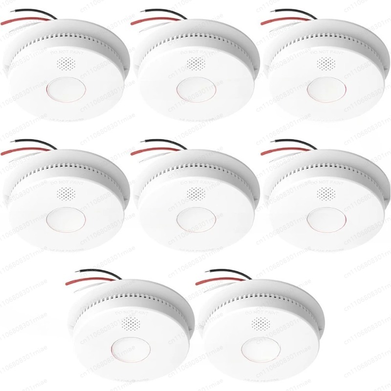 Smoke Detector Interconnected - High quality-8pack,Hardwired Interconnected Smoke Detectors,Photoelectric Smoke