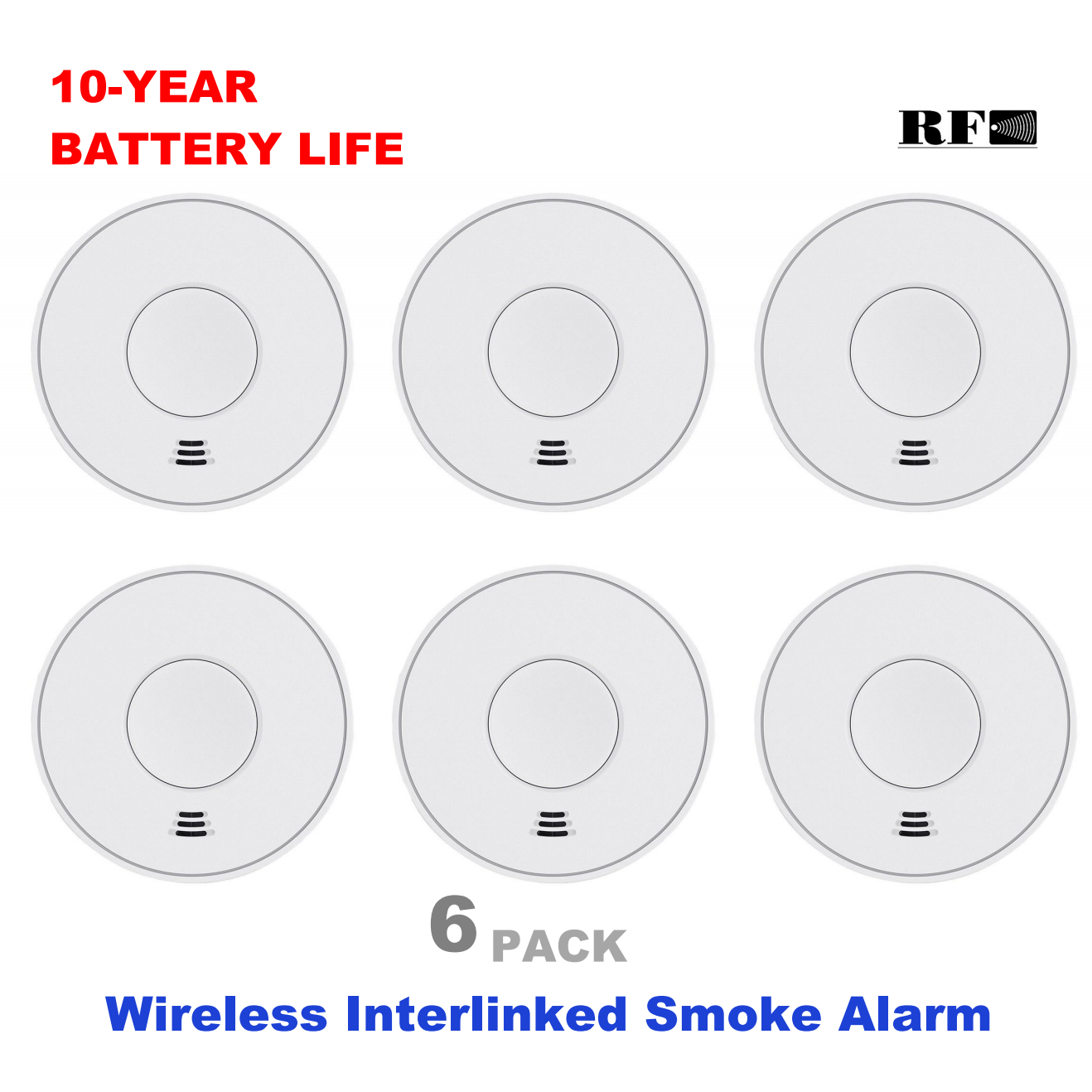 Smoke Detector Interconnected - Wireless Interlinked Smoke Alarm with Sealed