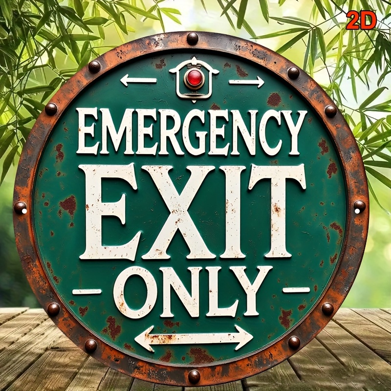 2D Industrial Retro Metal Emer - đánh giá và giá Emergency Exit Sign
