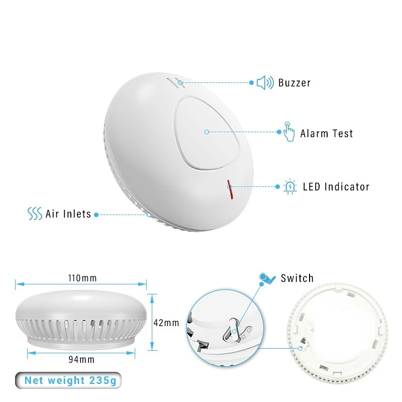 Smart home security alarm syst - đánh giá và giá Smoke Detector Interconnected